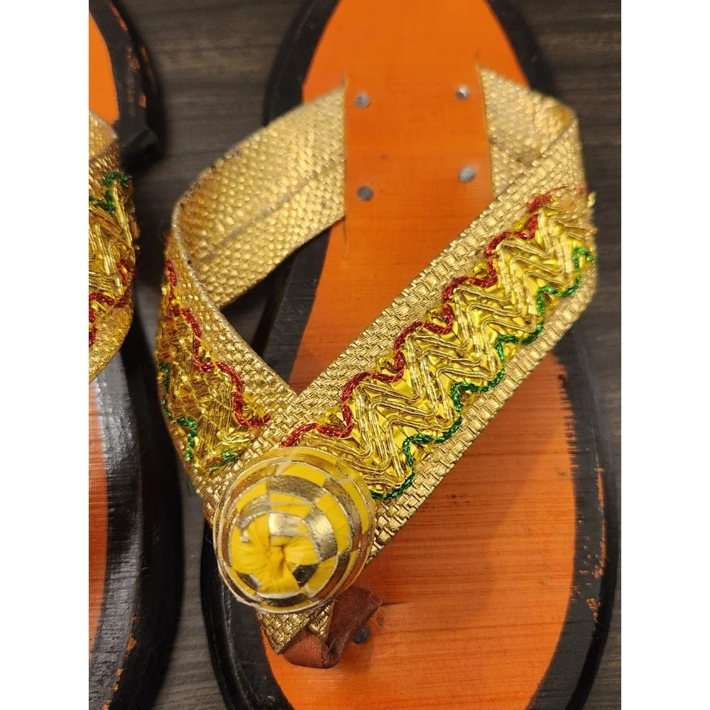 Traditional Ghanaian Slippers Handmade Leather Shoe Sandals Wear / Display